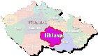 Jihlava on Czech map